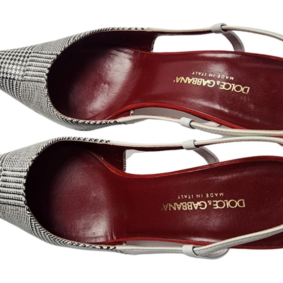 DOLCE & GABBANA Houndstooth Slingback Heels - 7 1/2 - Picture 6 of 8